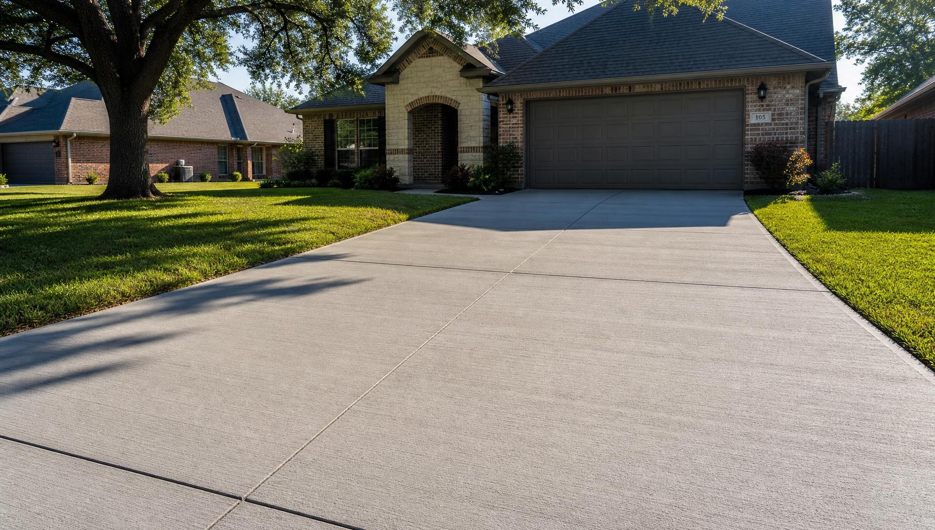 Residential concrete driveway at a Tyler-area home (illustrative)